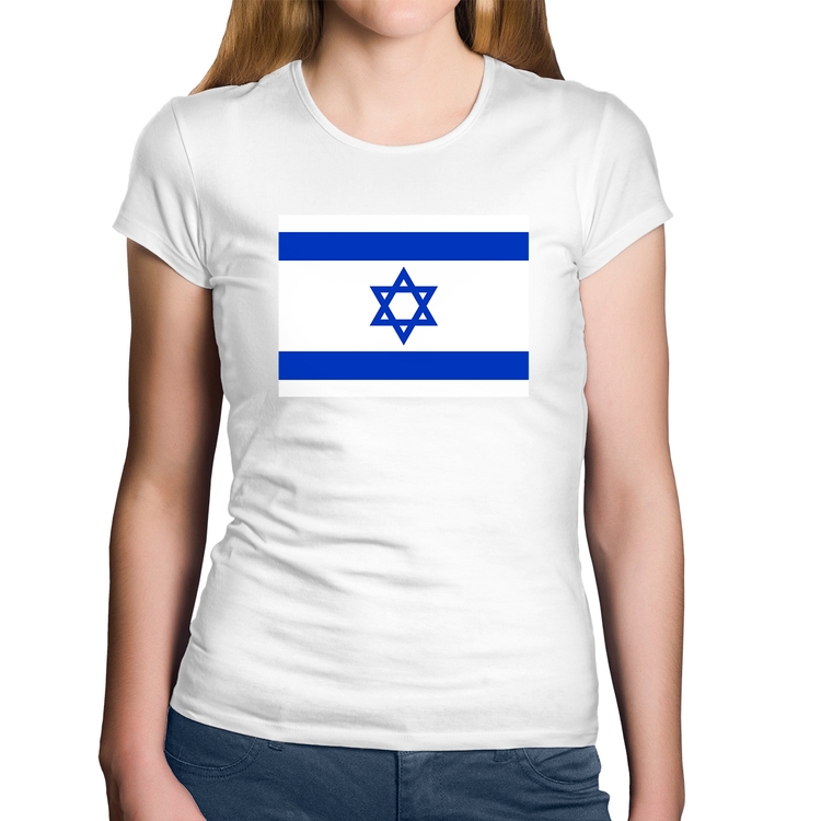 Baby Look Algodão Bandeira Israel - Branca
