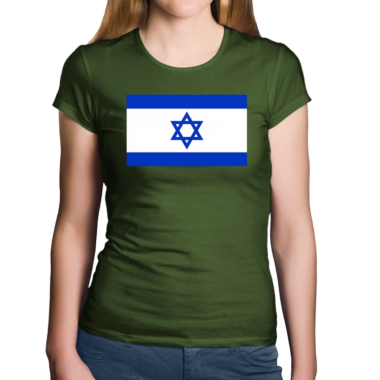 Baby Look Algodão Bandeira Israel - Musgo