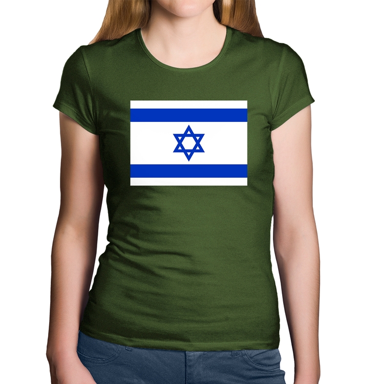 Baby Look Algodão Bandeira Israel - Musgo