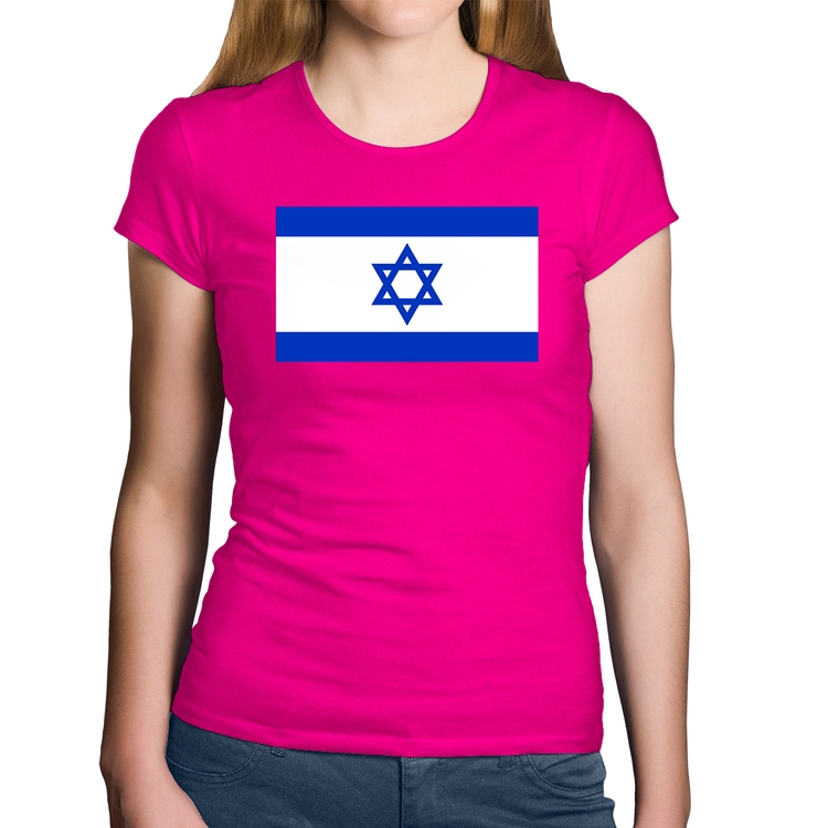 Baby Look Algodão Bandeira Israel - Rosa