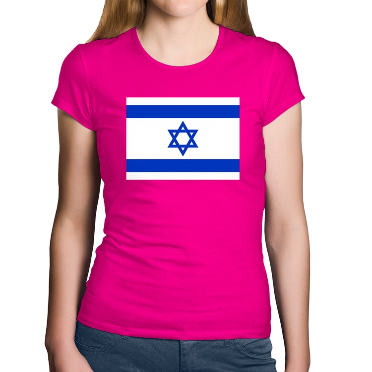 Baby Look Algodão Bandeira Israel - Rosa