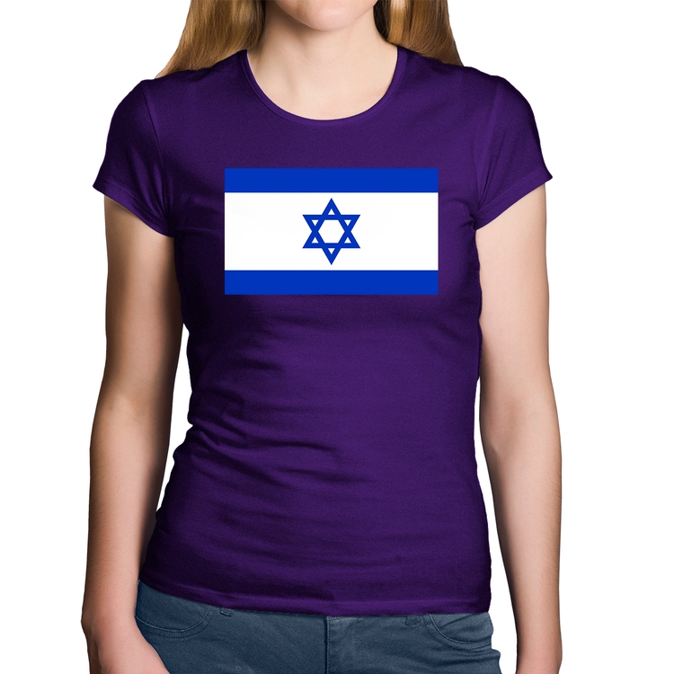 Baby Look Algodão Bandeira Israel - Roxa