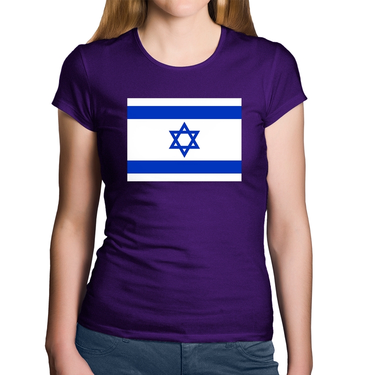 Baby Look Algodão Bandeira Israel - Roxa