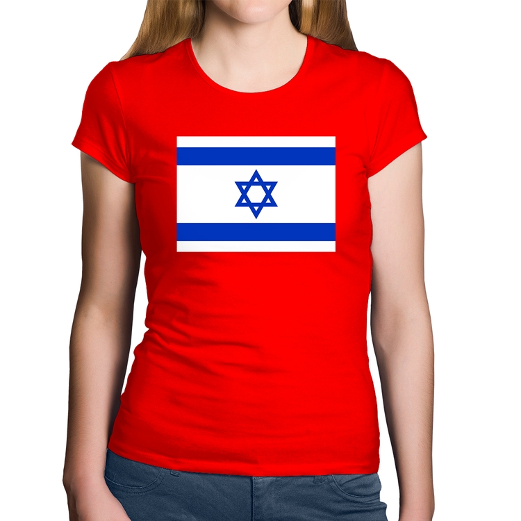 Baby Look Algodão Bandeira Israel - Vermelha