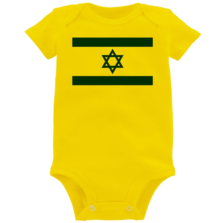 Body Bebê Bandeira Israel - Amarelo
