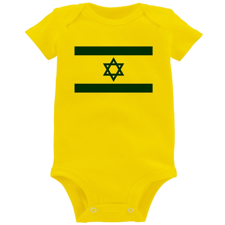 Body Bebê Bandeira Israel - Amarelo