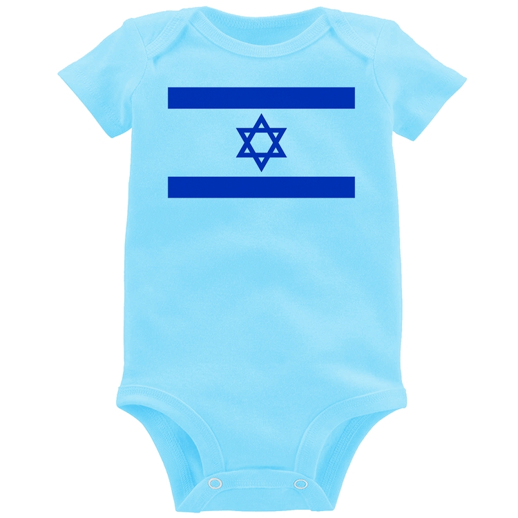 Body Bebê Bandeira Israel - Azul Bebê