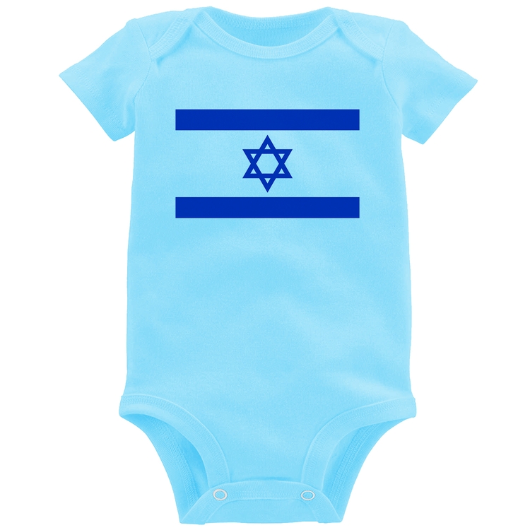 Body Bebê Bandeira Israel - Azul Bebê