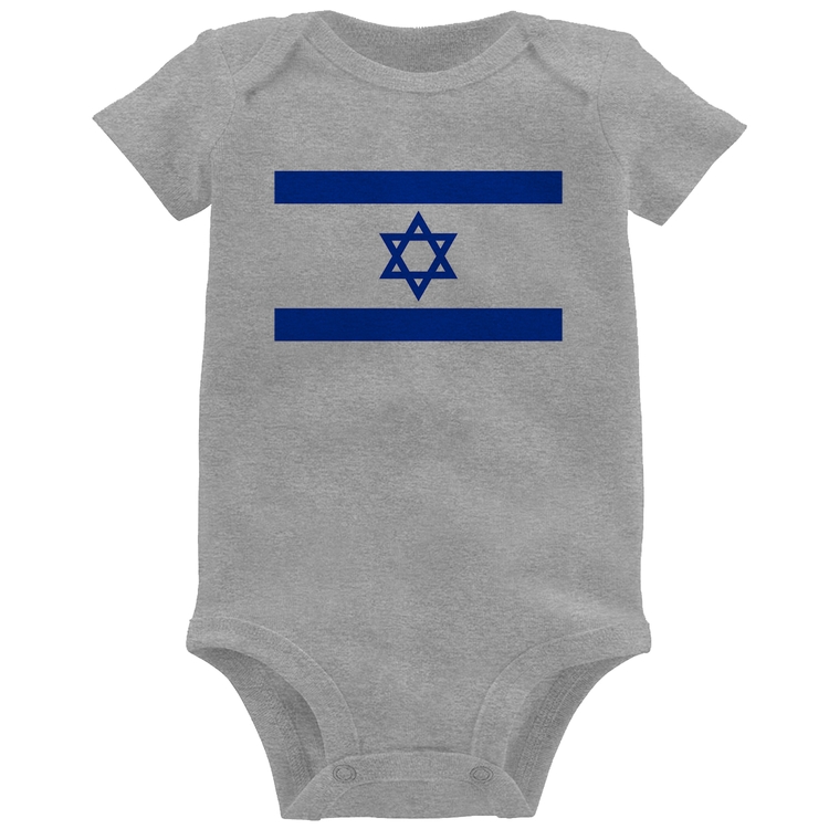 Body Bebê Bandeira Israel - Cinza