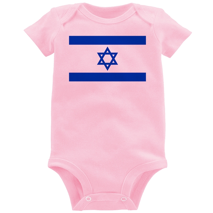 Body Bebê Bandeira Israel - Rosa Bebê