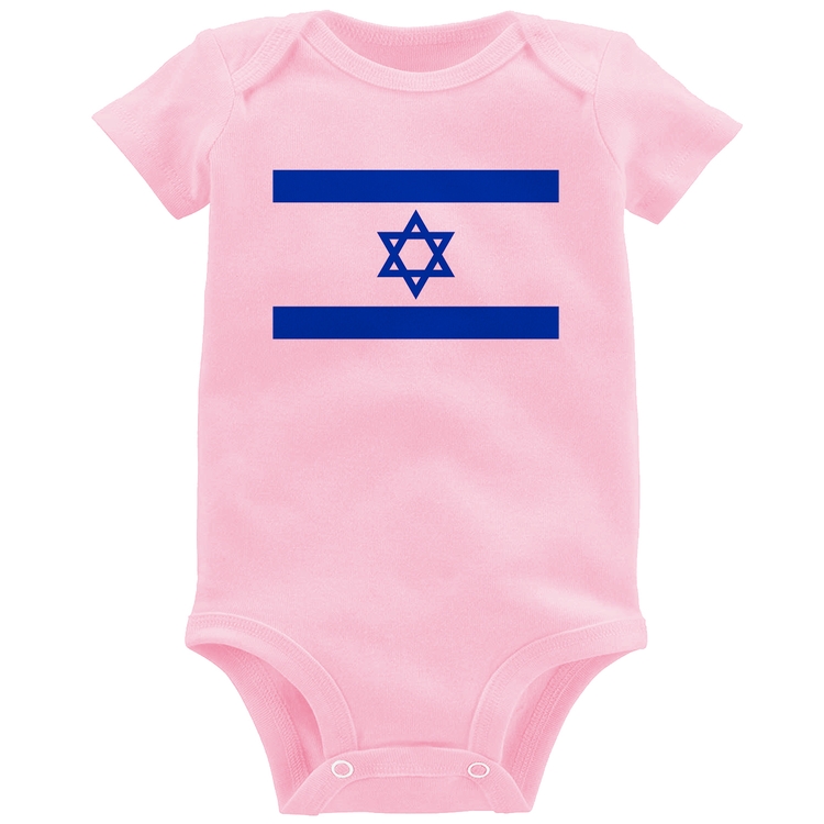 Body Bebê Bandeira Israel - Rosa Bebê