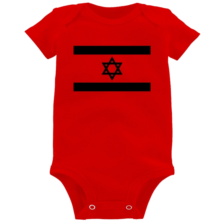 Body Bebê Bandeira Israel - Vermelho
