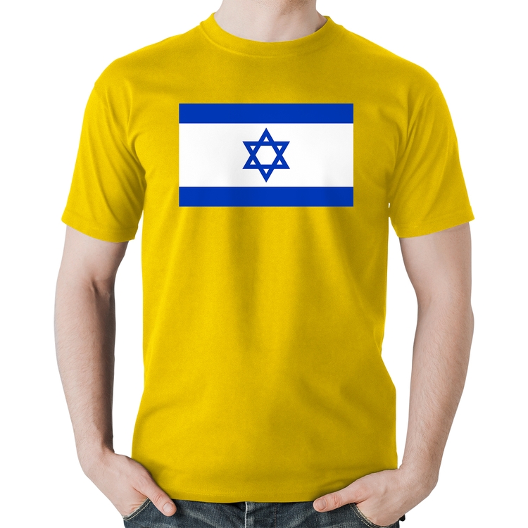 Camiseta Algodão Bandeira Israel - Amarela