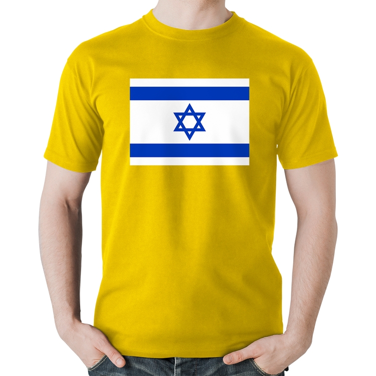 Camiseta Algodão Bandeira Israel - Amarela