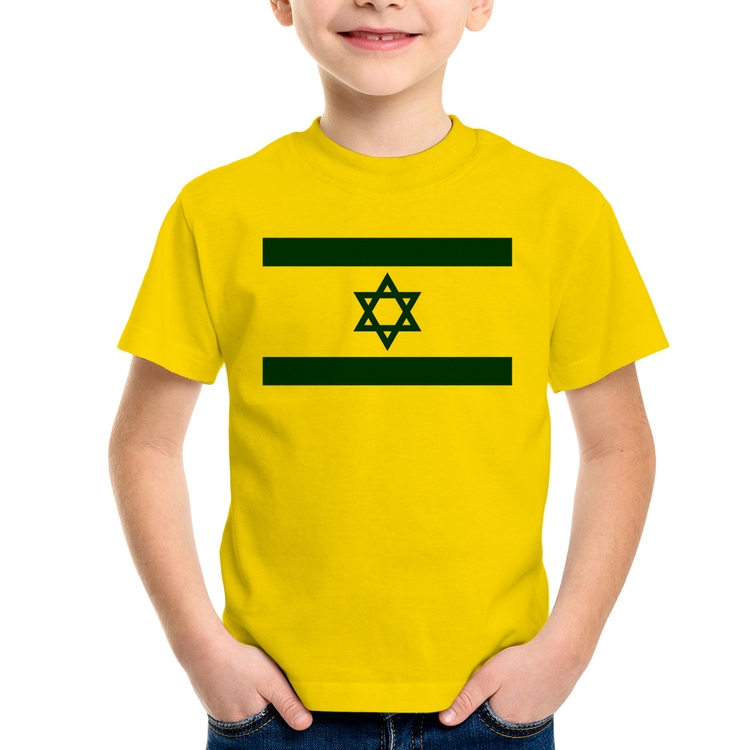 Camiseta Infantil Bandeira Israel - Amarela