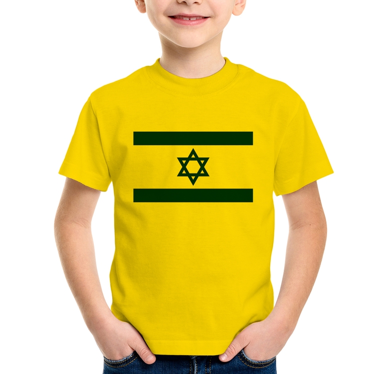 Camiseta Infantil Bandeira Israel - Amarela
