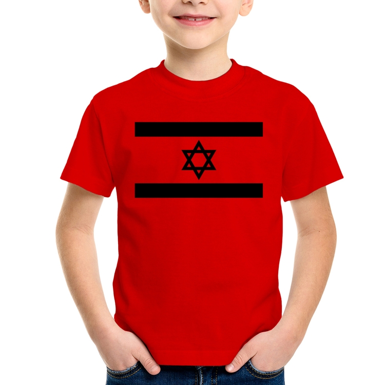 Camiseta Infantil Bandeira Israel - Vermelha