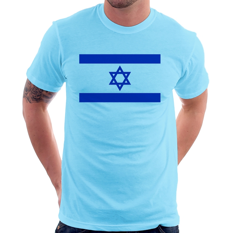 Camiseta Bandeira Israel - Azul Bebê