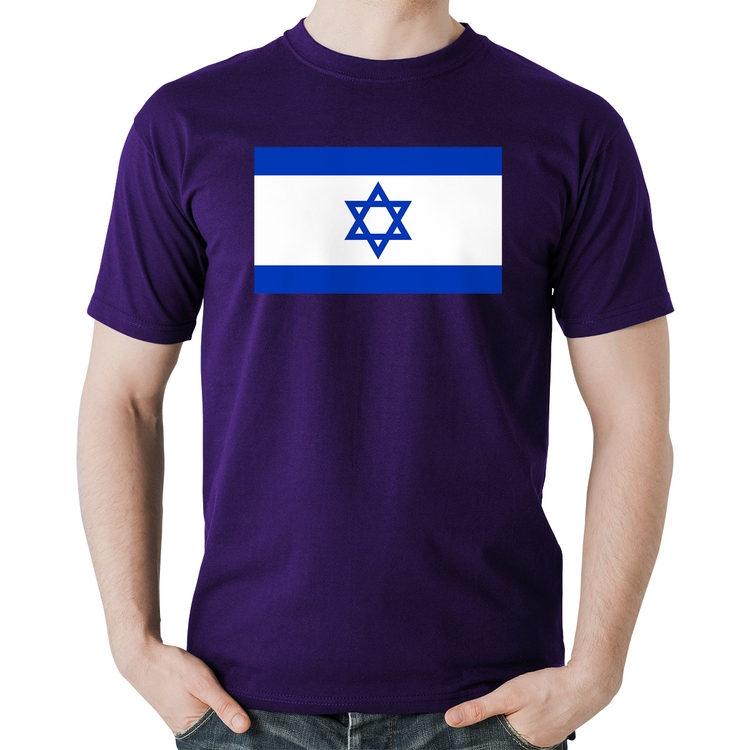 Camiseta Algodão Bandeira Israel - Roxa