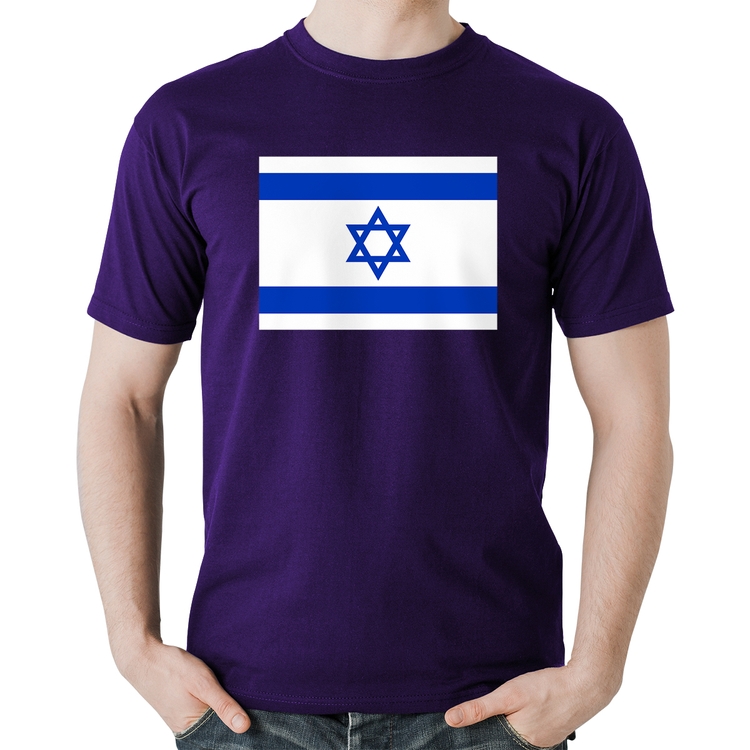 Camiseta Algodão Bandeira Israel - Roxa