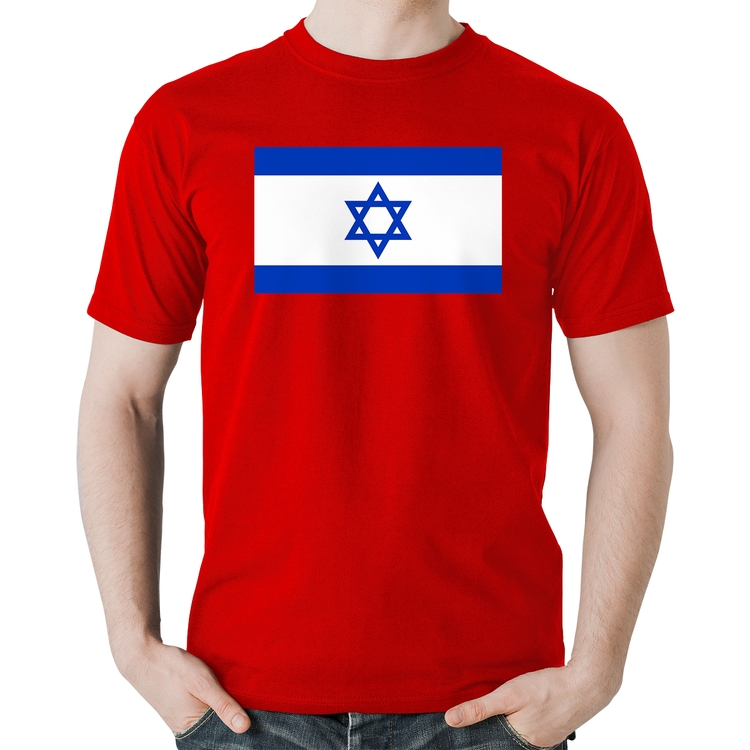 Camiseta Algodão Bandeira Israel - Vermelha