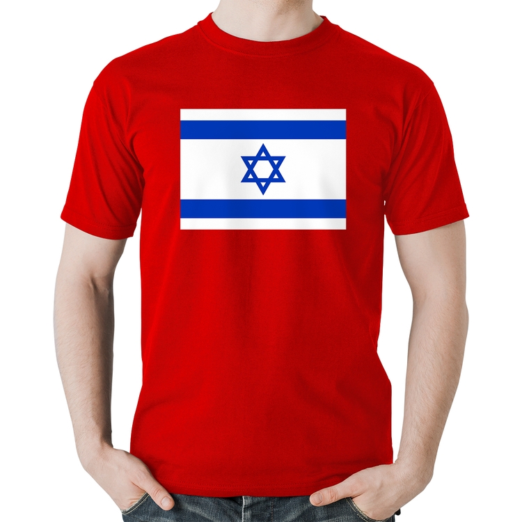 Camiseta Algodão Bandeira Israel - Vermelha