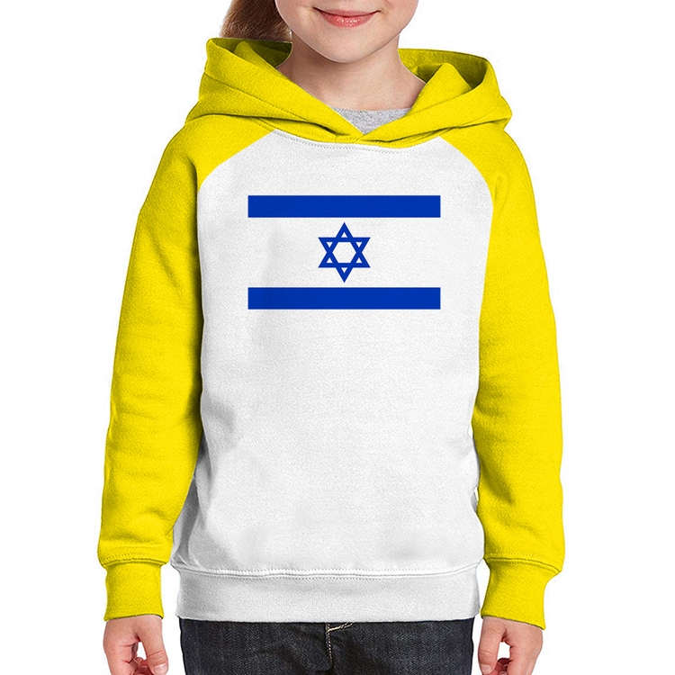 Moletom Infantil Bandeira Israel - Branco/Amarelo