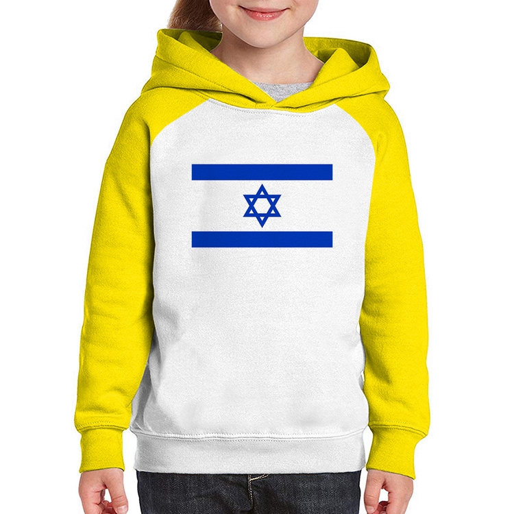 Moletom Infantil Bandeira Israel - Branco/Amarelo