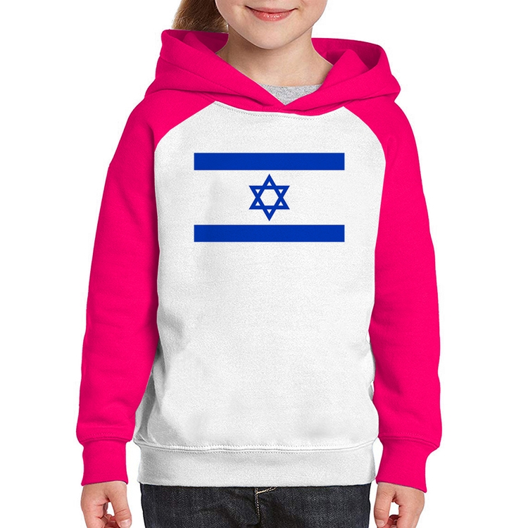Moletom Infantil Bandeira Israel - Branco/Rosa