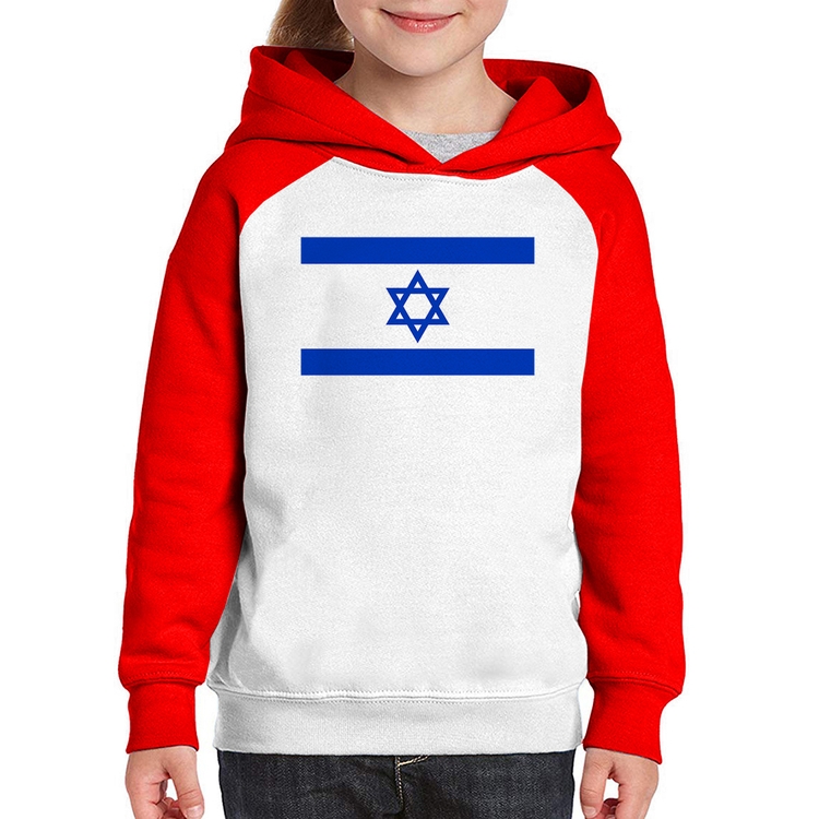 Moletom Infantil Bandeira Israel - Branco/Vermelho