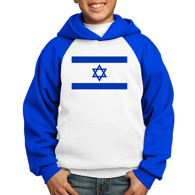 Moletom Infantil Bandeira Israel - Branco/Azul