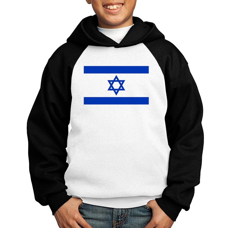 Moletom Infantil Bandeira Israel - Branco/Preto