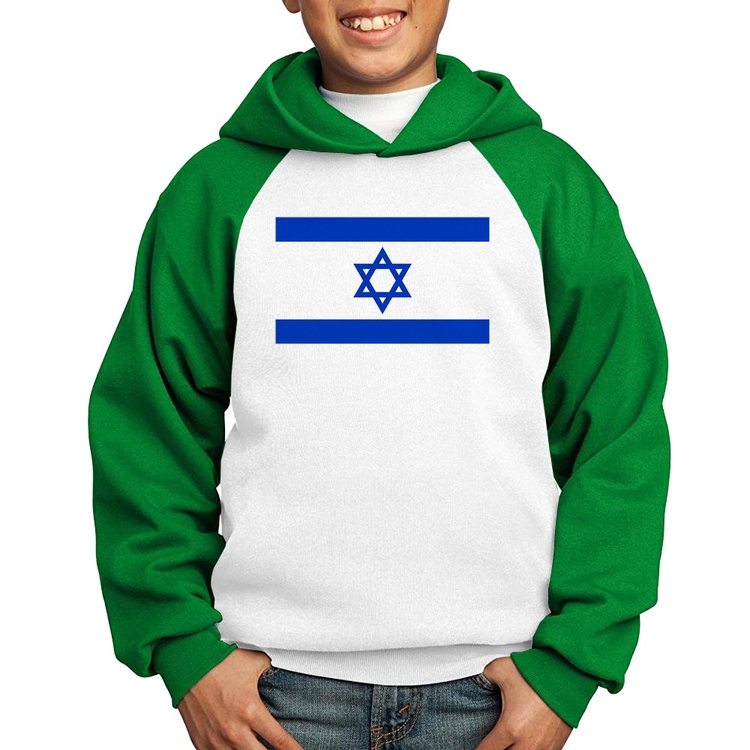 Moletom Infantil Bandeira Israel - Branco/Verde
