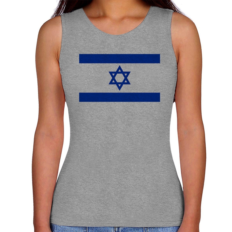 Regata Feminina Bandeira Israel - Cinza
