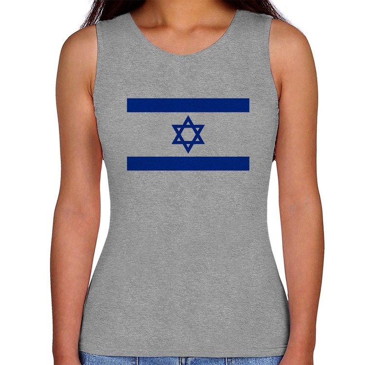 Regata Feminina Bandeira Israel - Cinza