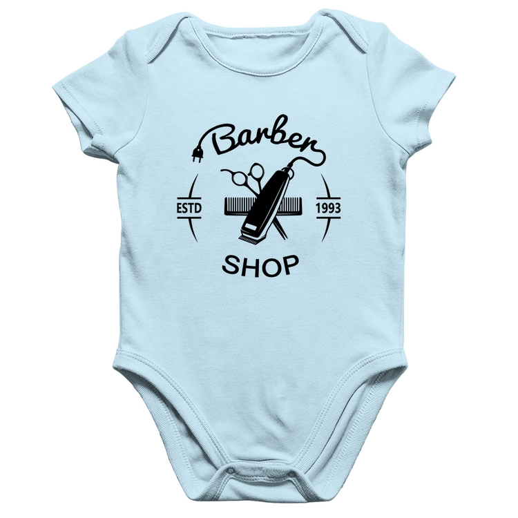 Body Bebê Algodão Barber Shop - Azul Bebê