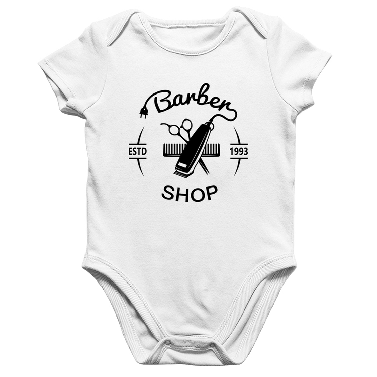 Body Bebê Algodão Barber Shop - Branco