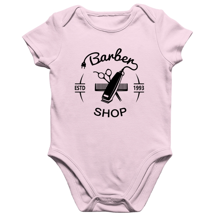 Body Bebê Algodão Barber Shop - Rosa Bebê