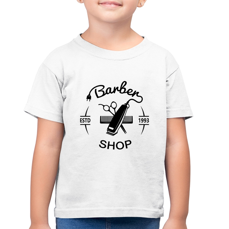 Camiseta Algodão Infantil Barber Shop - Branca
