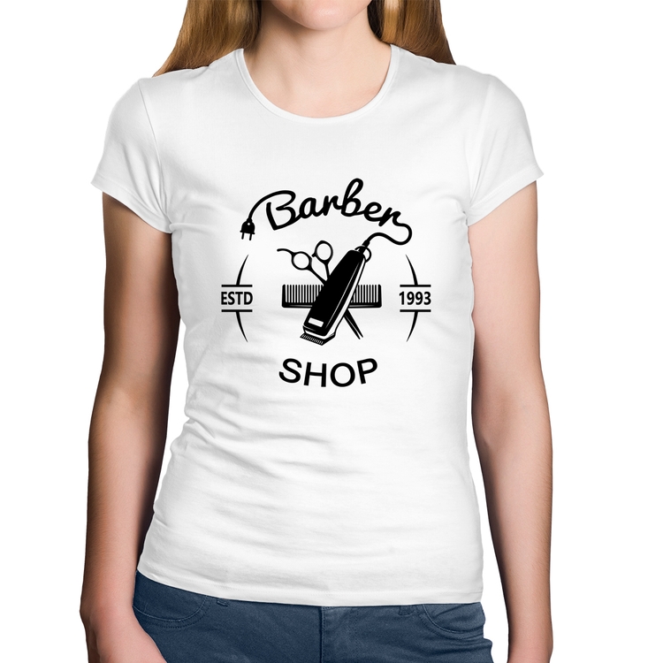 Baby Look Algodão Barber Shop - Branca