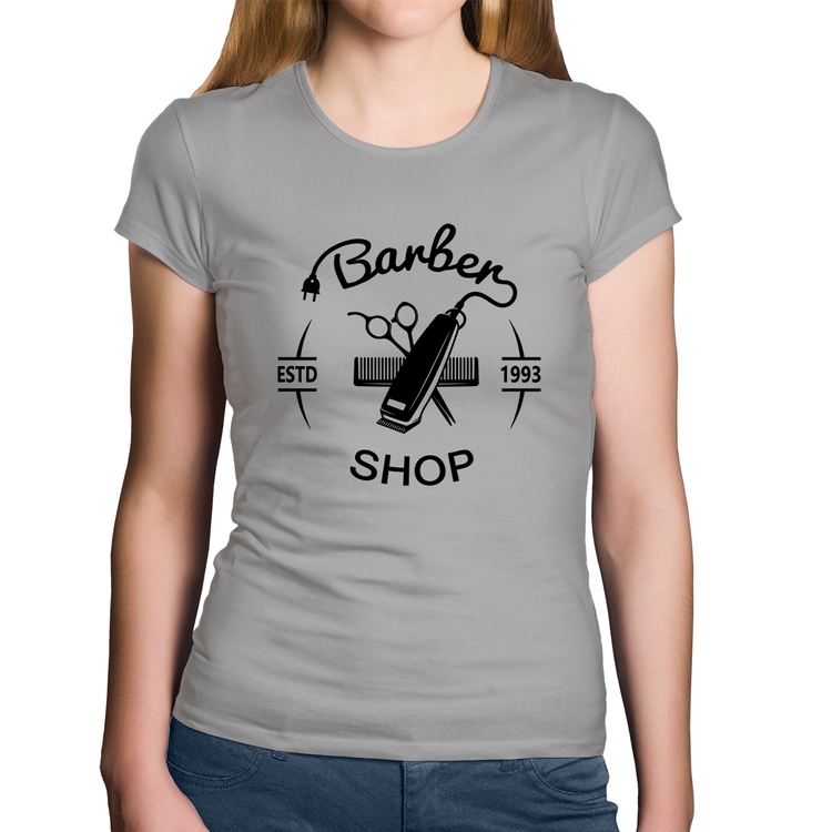 Baby Look Algodão Barber Shop - Cinza