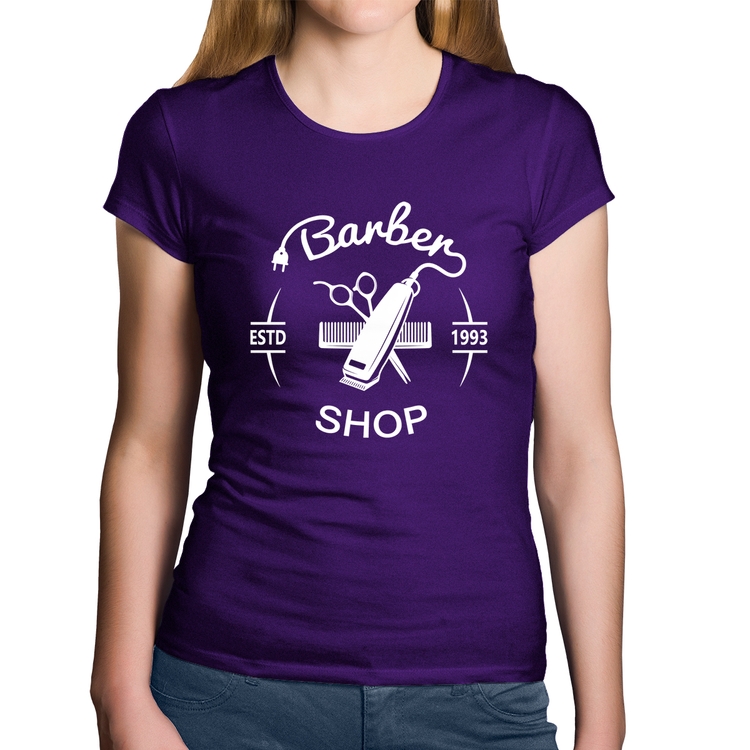 Baby Look Algodão Barber Shop - Roxa