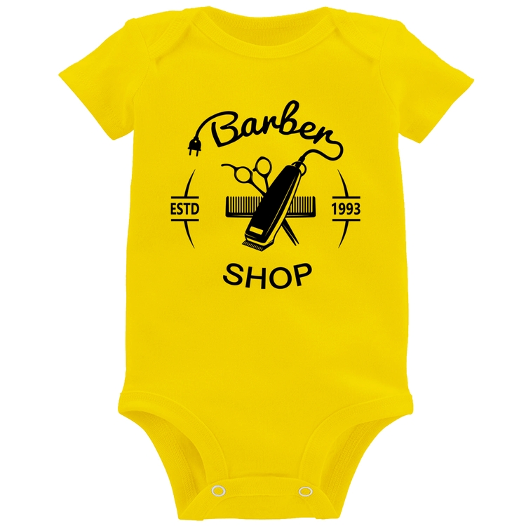 Body Bebê Barber Shop - Amarelo