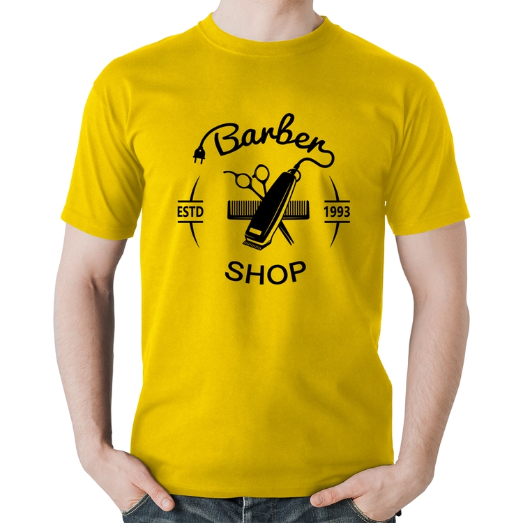 Camiseta Algodão Barber Shop - Amarela