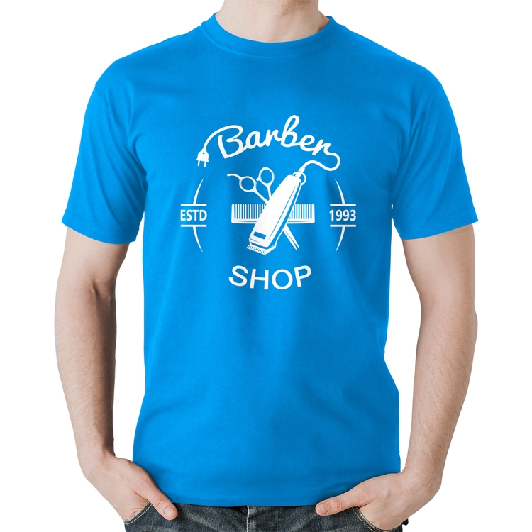 Camiseta Algodão Barber Shop - Azul