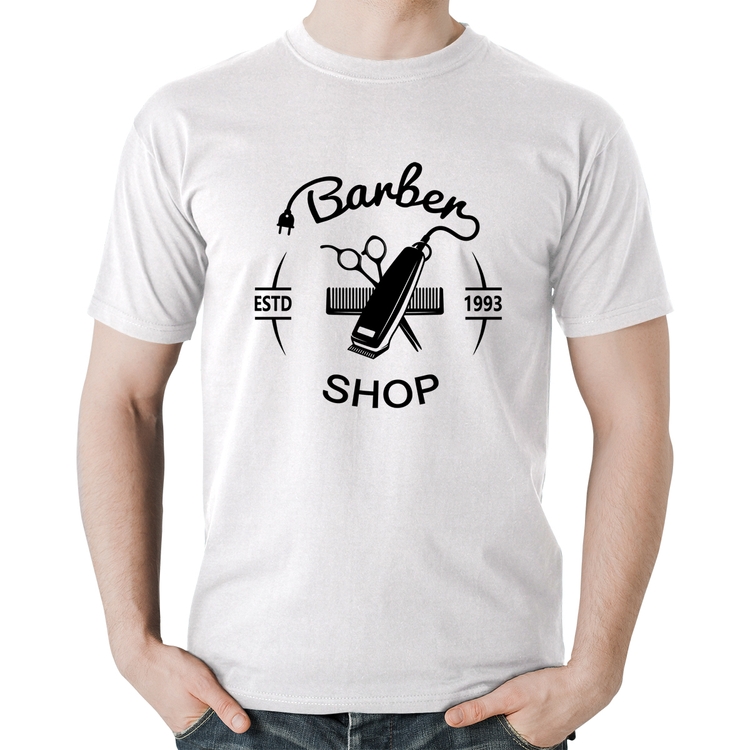 Camiseta Algodão Barber Shop - Branca