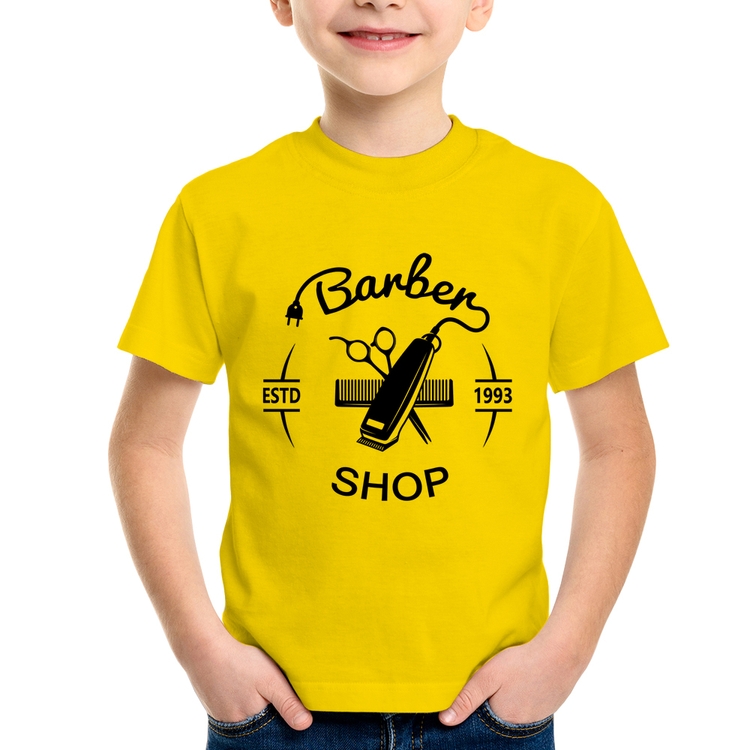 Camiseta Infantil Barber Shop - Amarela