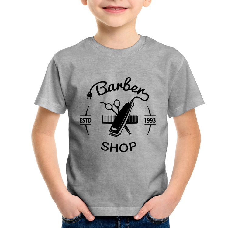 Camiseta Infantil Barber Shop - Cinza
