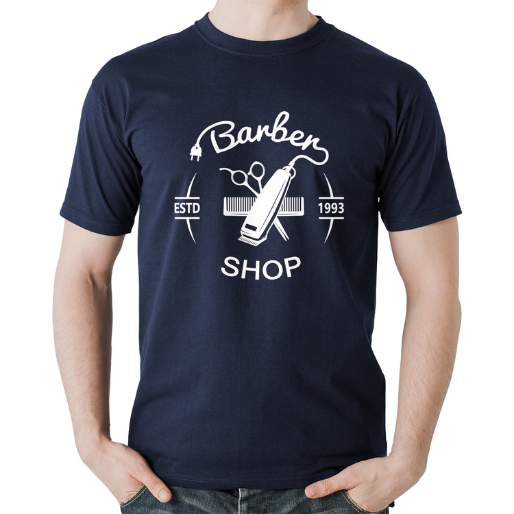 Camiseta Algodão Barber Shop - Marinho