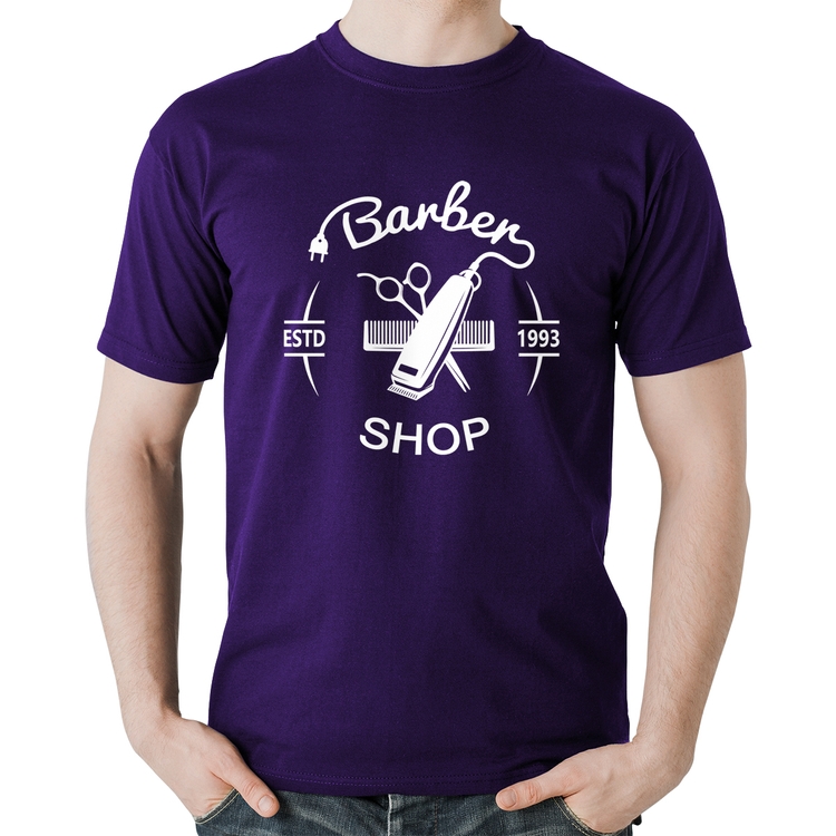 Camiseta Algodão Barber Shop - Roxa